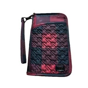 Lug Tandem Zip Red Buffalo Plaid Quilted Zip Around Wallet